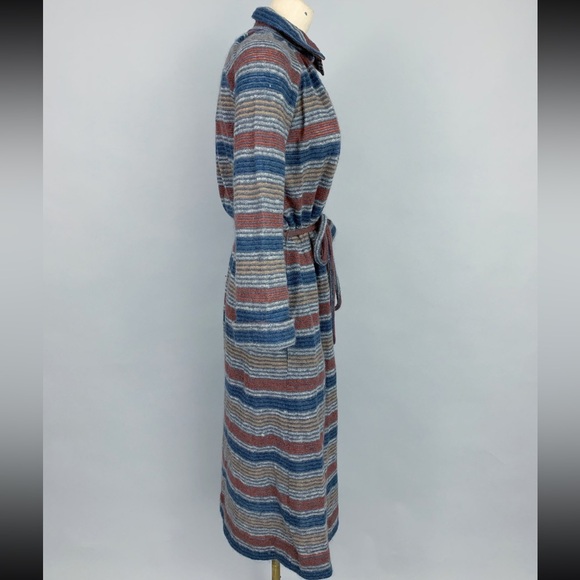VTG Missoni 70s 80s wool stripe collared maxi dress 42 medium POCKETS - Picture 7 of 16